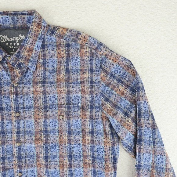 Wrangler Retro Premium Pearl Snap Western Shirt Mens Large Bandana Print - Picture 2 of 11